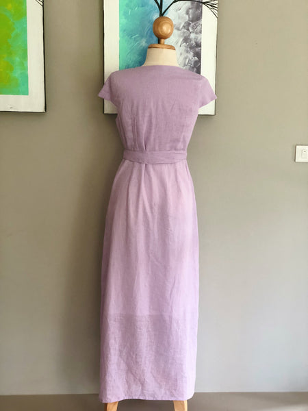 Isabella Dress in Purple Linen | made-to-order