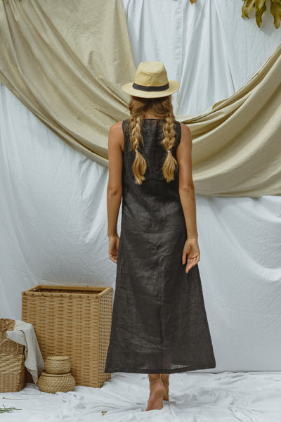 Evelyne Linen Maxi Dress | Made-to-order
