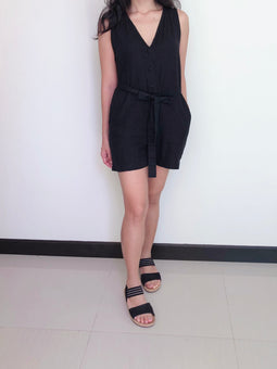 Black Linen Short Jumpsuit | Lucy short jumpsuit