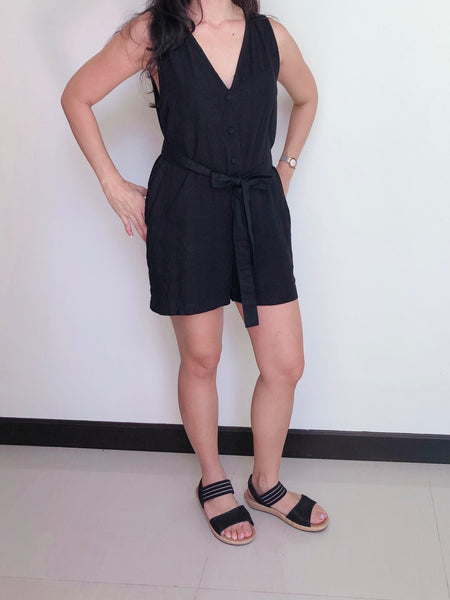Black Linen Short Jumpsuit | Lucy short jumpsuit