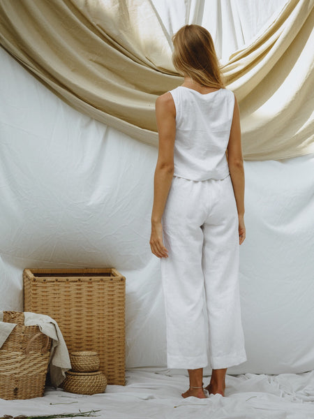 Laura pants in white linen