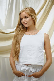 Emily Top in white linen